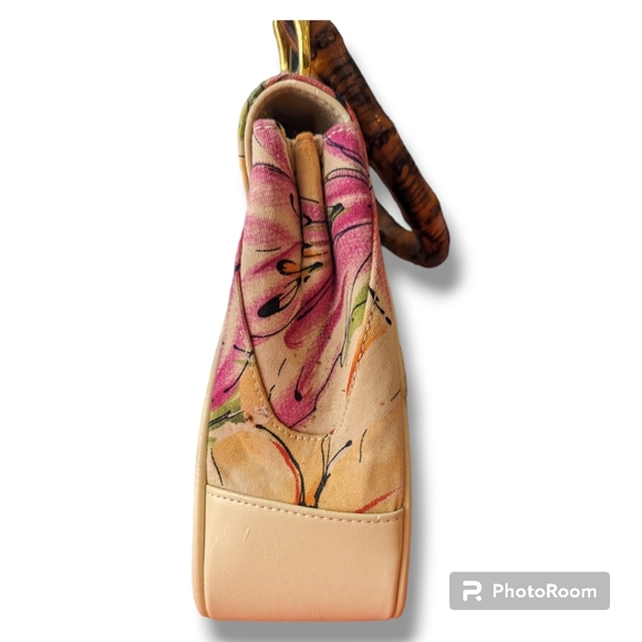Bamboo Handle Flora Vintage Handbag - Picture 4 of 6